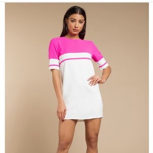 Tobi - Size S - Hot Pink and White Stripe Dress